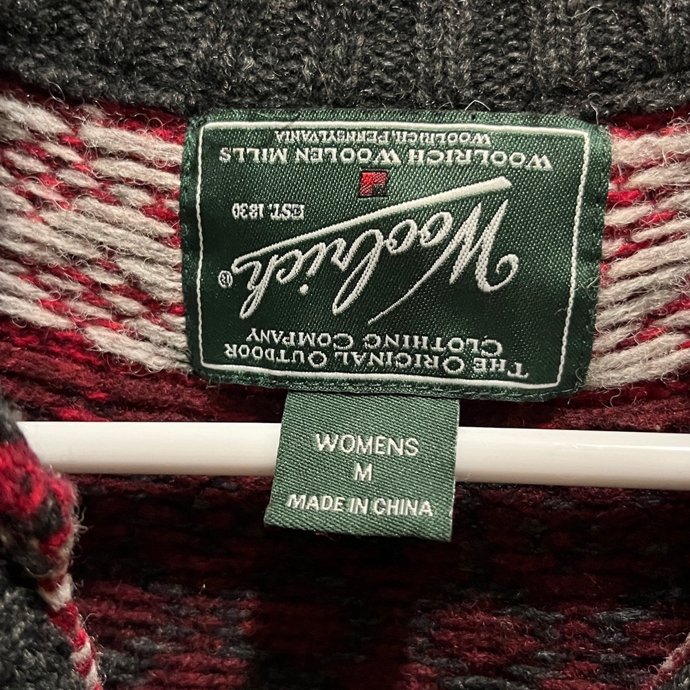 Woolrich Black and deep Red Fair Isle Med Cardigan with Sheep Design EX guc - Picture 8 of 11